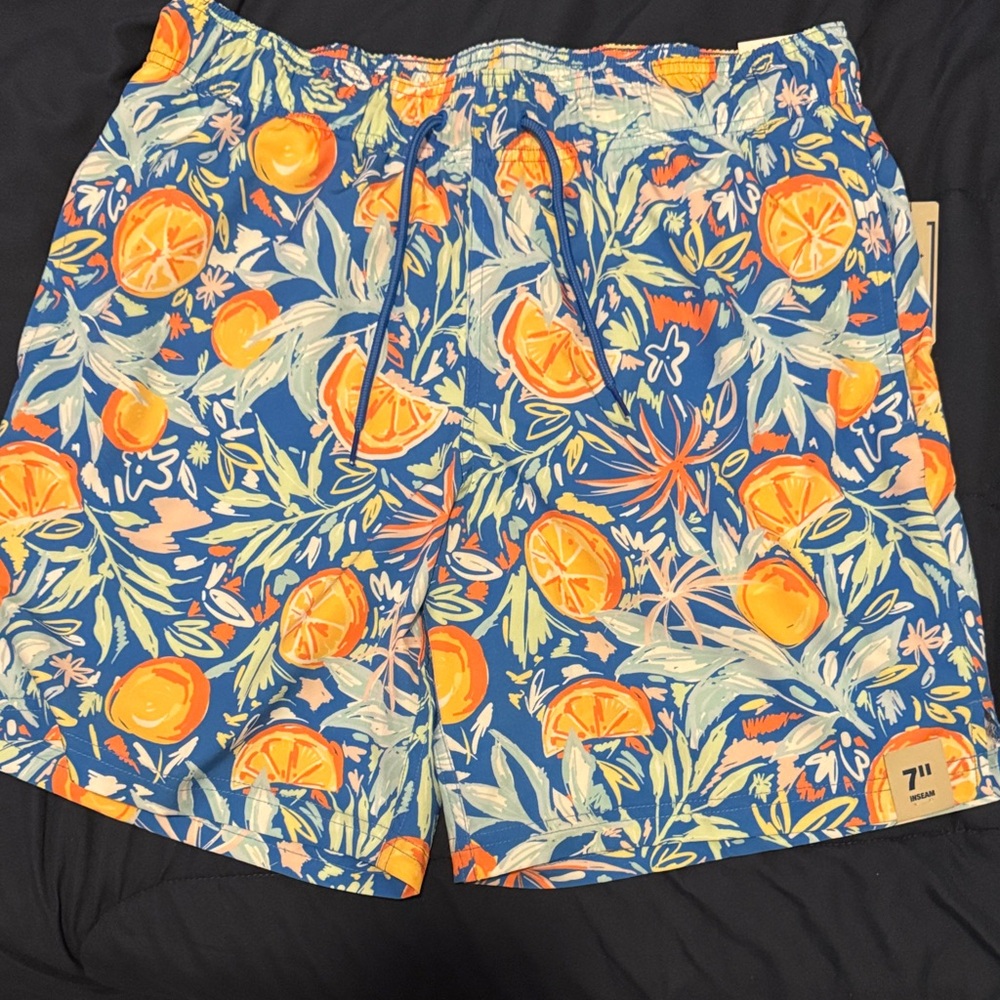George Men's Athletic Shorts with Blue and Orange Print